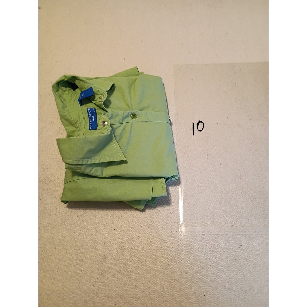 Karen Scott Sport Woman Lime Green Button Down Shirt 2X 3/4 Sleeve Cotton Blend - Picture 9 of 9